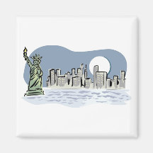 Horizonte de Nueva York por claro de luna Imanes Para Frigoríficos