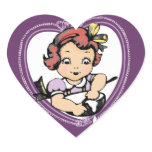 Hornada del chica del redhead del vintage que coci pegatinas