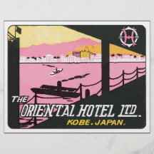 Hotel oriental Ltd. Kobe. Japón., vintage Tarjeta Publicitaria