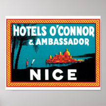 Hoteles O'Connor y embajador Nice Label Poster