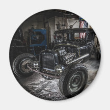 Hotrod en un imán del garaje