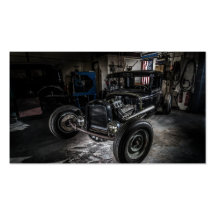 Hotrod en una tarjeta de visita del garaje