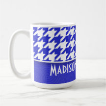 Houndstooth azul y blanco; Lindo Tazas
