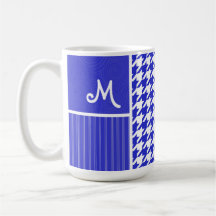 Houndstooth azul y blanco tazas
