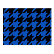 Houndstooth azul y negro modelado postal
