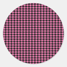Houndstooth negro en rosa pegatinas  