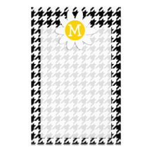 Houndstooth negro y blanco.; Margarita de la prima Papelería Personalizada