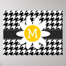 Houndstooth negro y blanco.; Margarita de la prima Poster