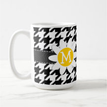 Houndstooth negro y blanco.; Margarita de la prima Taza De Café