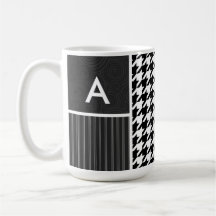 Houndstooth negro y blanco tazas de café