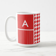 Houndstooth rojo y blanco tazas de café