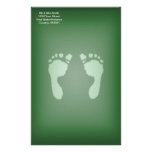 Huellas del bebé (verde) papelería personalizada