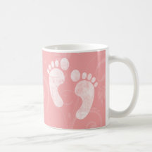 Huellas rosadas/blancas del bebé tazas