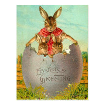 Huevo de Pascua y postal del conejito