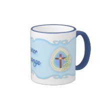 Huevo y cruz de la ventana taza de café