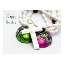 Huevos de Pascua cruzados y coloridos Postal