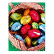 Huevos de Pascua en coco Postales
