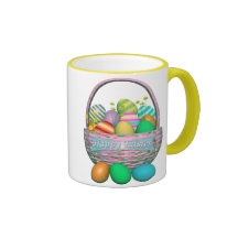 Huevos de Pascua pintados en cesta Taza De Café
