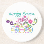 Huevos del brillo de Pascua y floral felices Posavasos Diseño