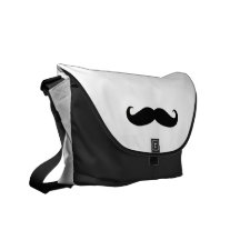 Humor blanco negro del bigote bolsas messenger