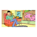 Humor de la vaca del dibujo animado de la granja tarjeta personal con foto