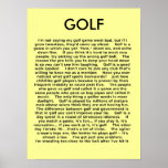 Humor divertido del poster del golf