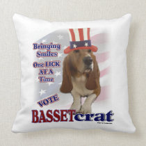Humor político de Basset Hound almohadas