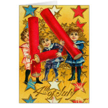 ¡Hurrah! Vintage 4to de la tarjeta de julio