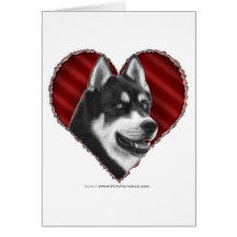 Husky siberiano con el corazón felicitación