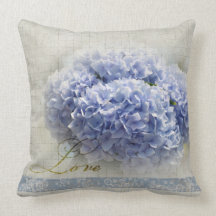 Hydrangeas azules románticos cojines