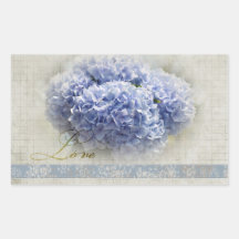 Hydrangeas azules románticos etiqueta
