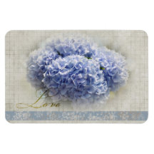 Hydrangeas azules románticos iman rectangular
