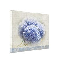 Hydrangeas azules románticos impresión de lienzo