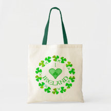 I bolsos de Irlanda del corazón Bolsas Lienzo