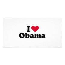 I camiseta de Obama del corazón Tarjetas Fotográficas Personalizadas