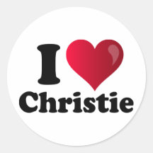 I corazón Chris Christie Etiqueta Redonda