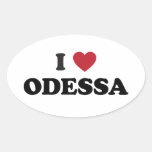 I corazón Odessa Ucrania Pegatinas Oval Personalizadas