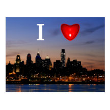 I corazón Philly en la postal crepuscular