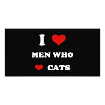 I hombres del amor del corazón que aman gatos tarjeta con foto personalizada