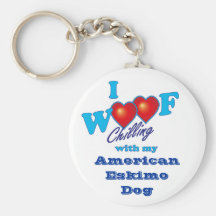 I perro esquimal americano del tejido llavero personalizado