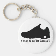 I walk with Cristo Negro Llavero Personalizado