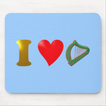 Ich liebe Irland I love Ireland Harfe harp Mousepad