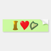 Ich liebe Irland I love Ireland Harfe harp Auto Aufkleber
