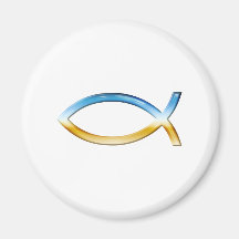 Ichthus - cielo y tierra cristianos del símbolo de imán para frigorífico