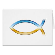Ichthus - cielo y tierra cristianos del símbolo de tarjetas