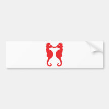 icono de dos caballos de Mar Rojo Etiqueta De Parachoque