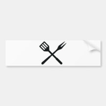 Icono de los cubiertos del Bbq Etiqueta De Parachoque