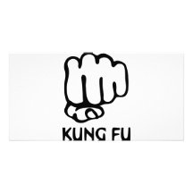 icono del puño del fu del kung tarjeta con foto personalizada