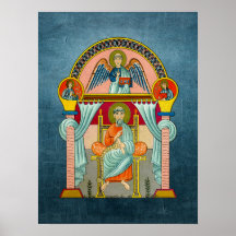 Icono del siglo VI de St Matthew en azul Posters
