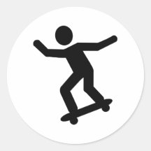 Icono del skater etiqueta redonda